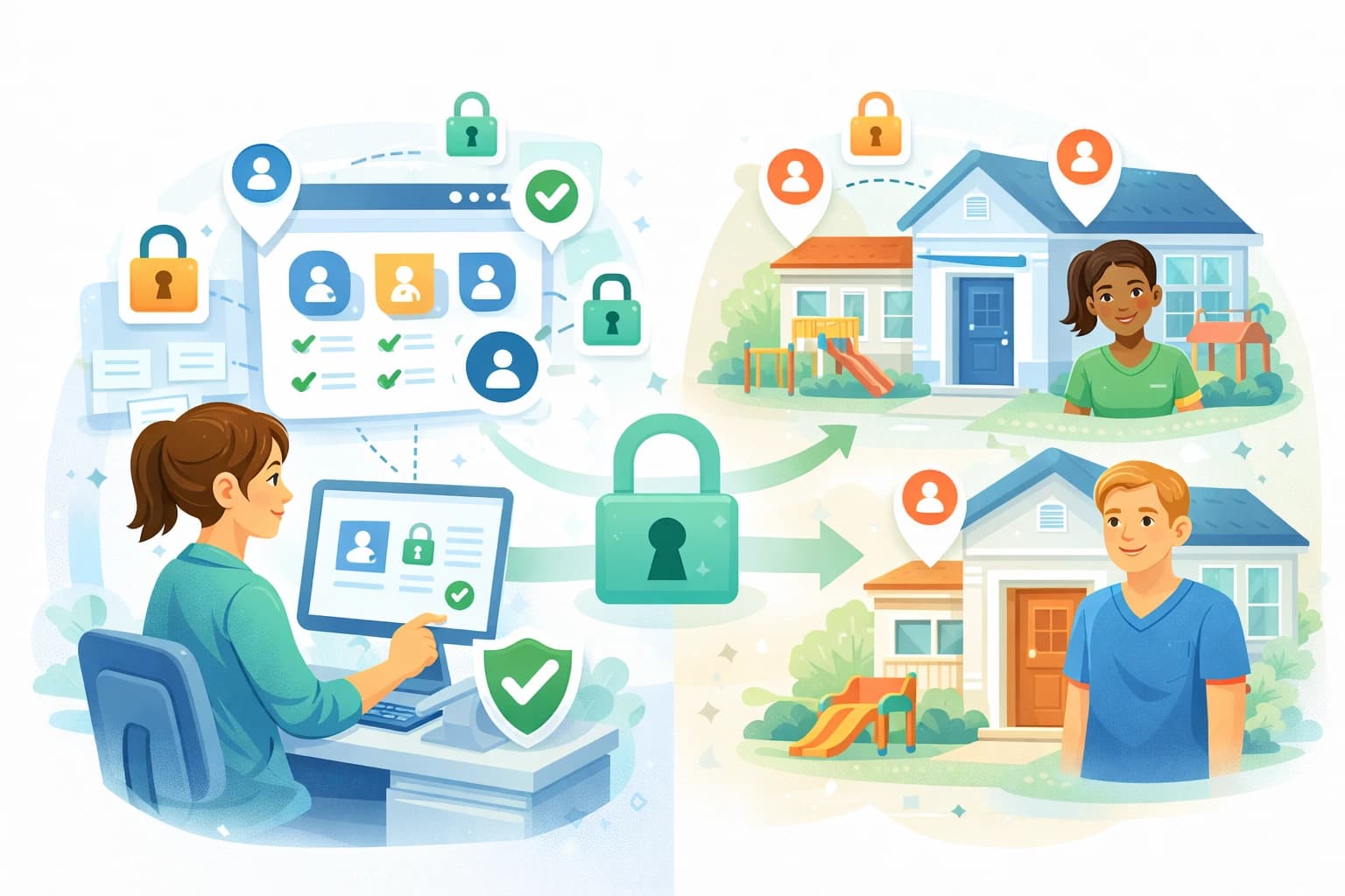 Security and role management for multi-location childcare centers