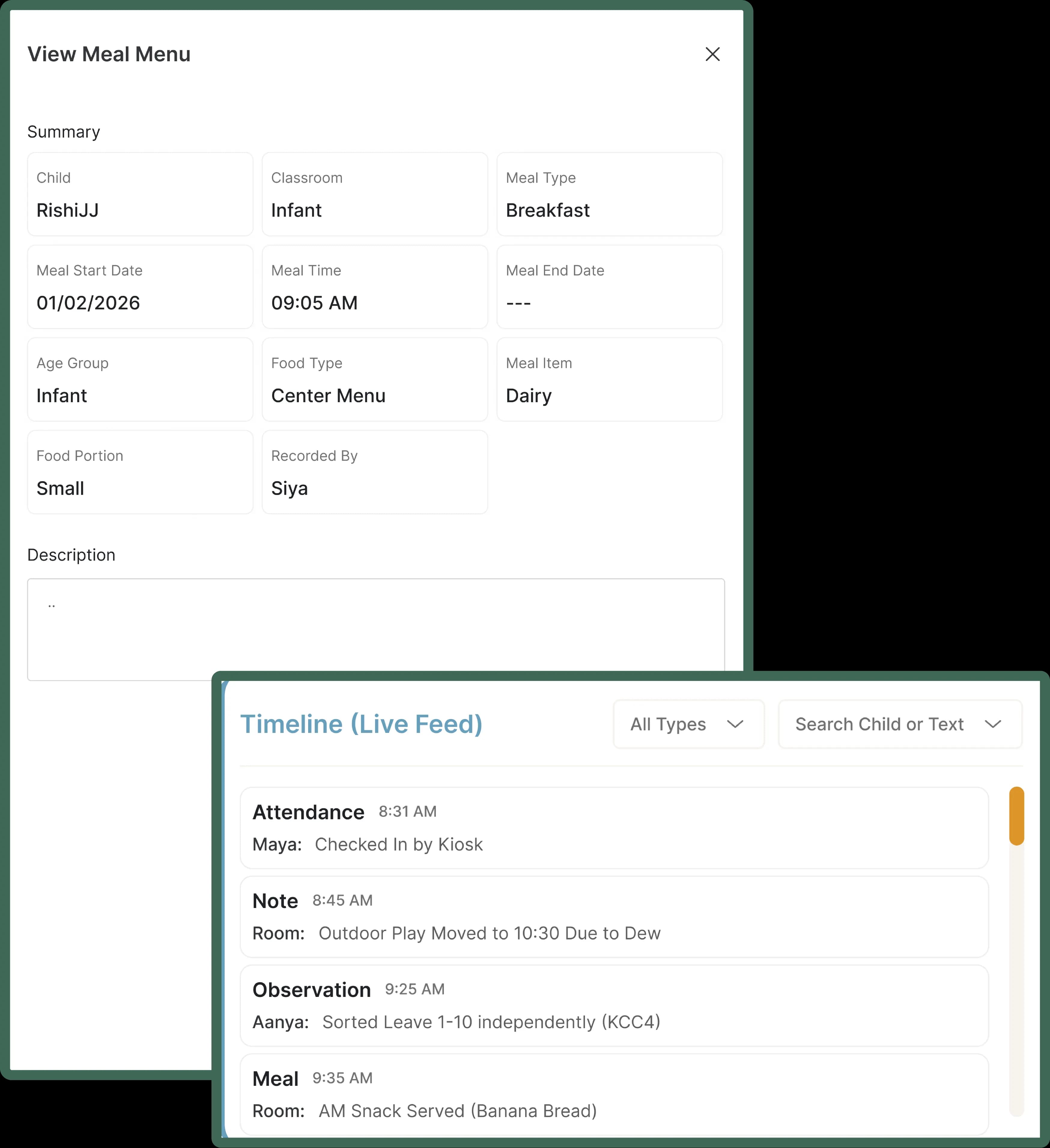 Daily reports and communication forms in childcare
