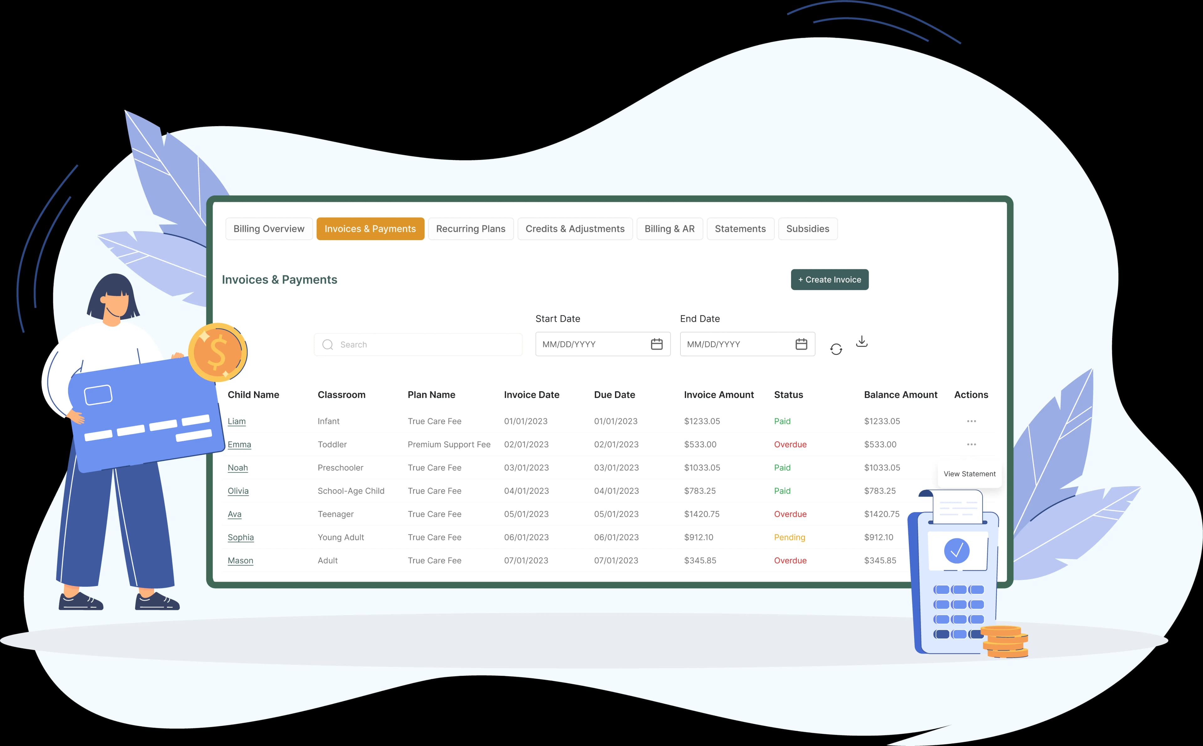 Purpose-built billing software for childcare centers