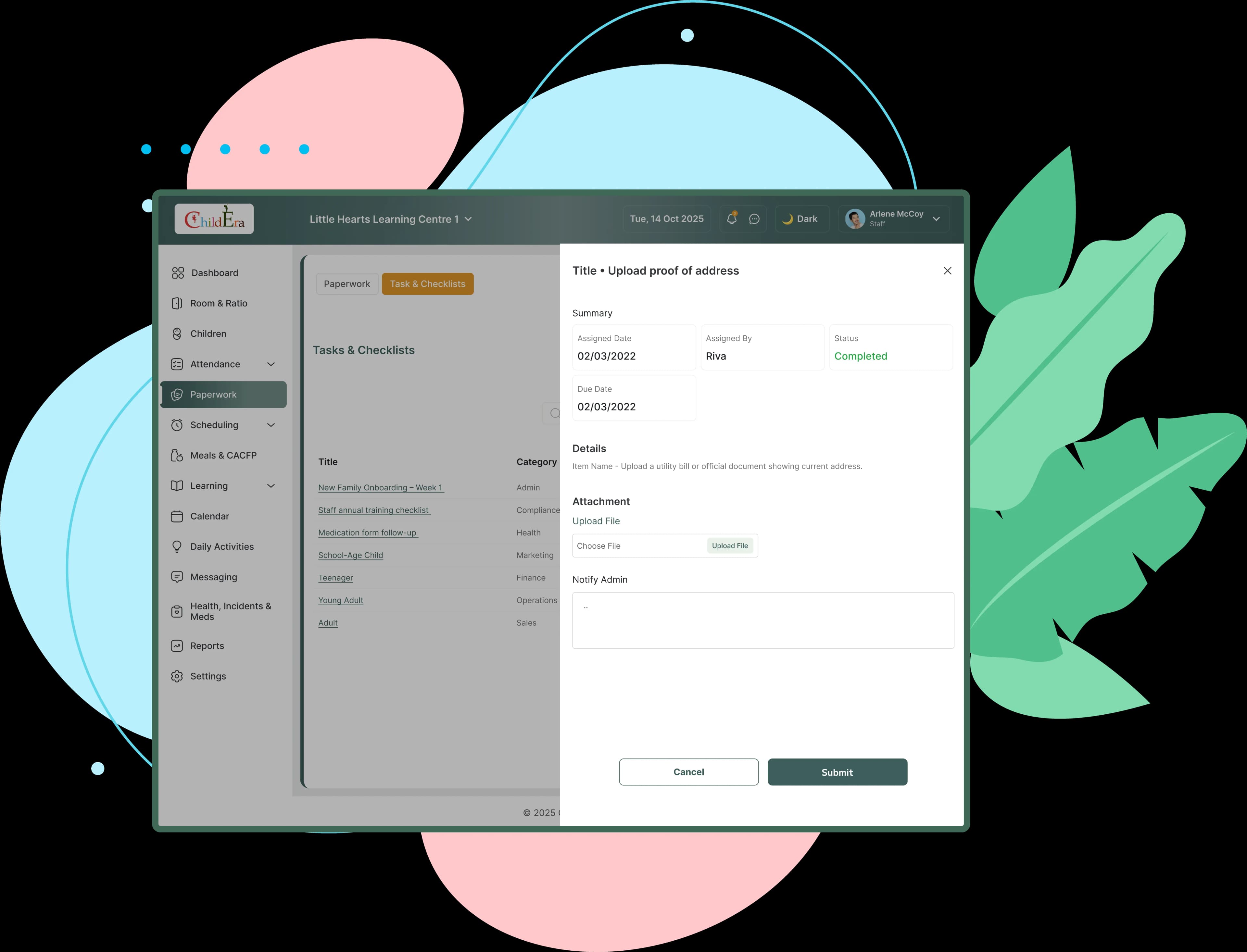 Secure online enrollment portal for parents and staff