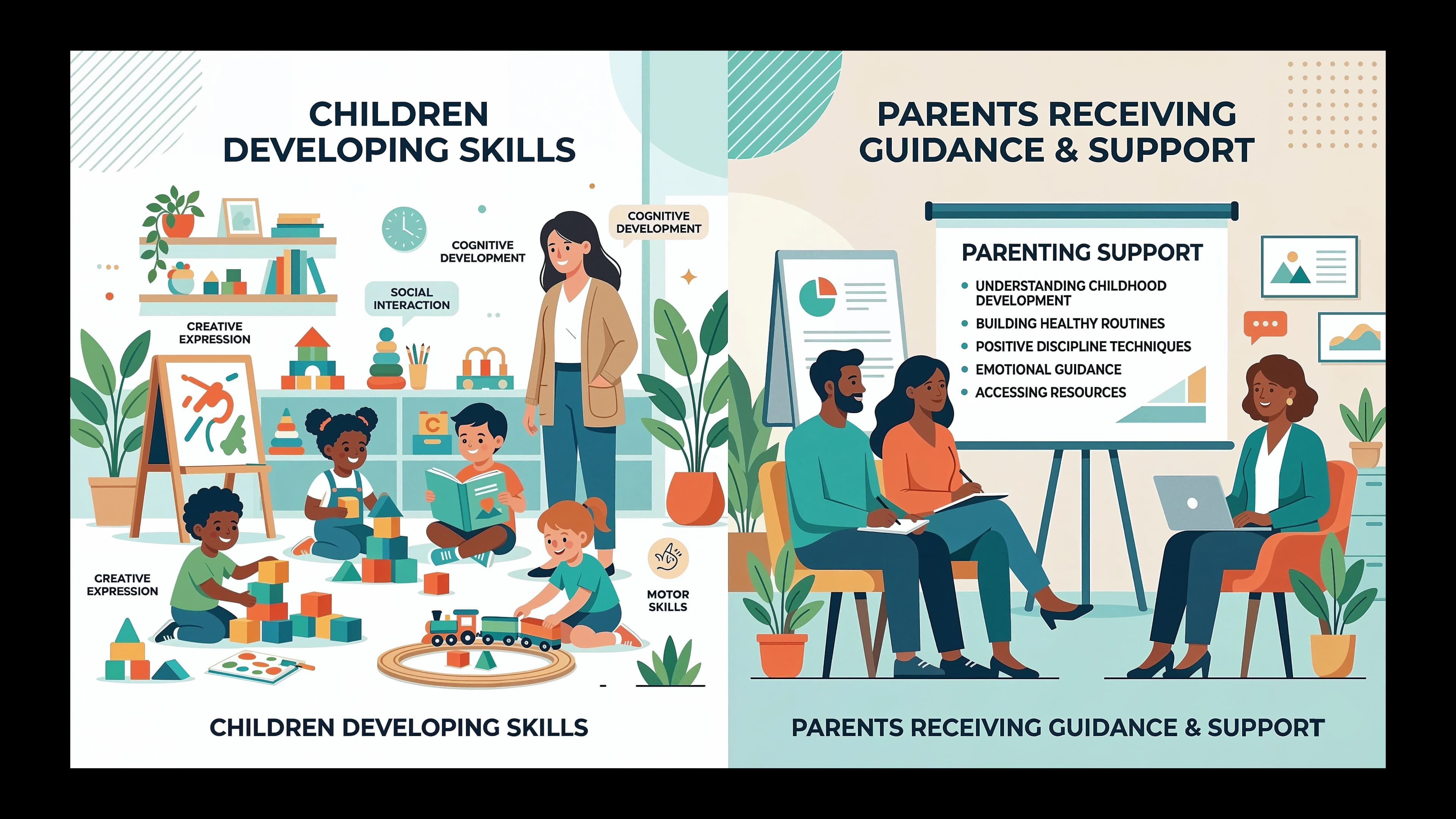 Families and children benefiting from early childhood education